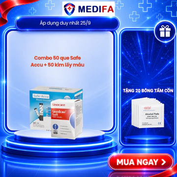 Combo 50 Que Thử Đường Huyết Safe-Accu & Kim Chích Máu Chuẩn Chính Hãng Sinocare, Date Xa