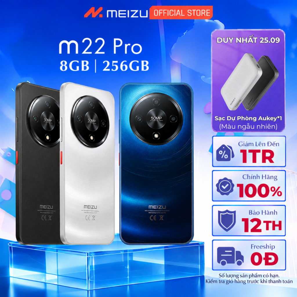 Điện Thoại Meizu M22 Pro NFC (8GB+8GB mở rộng tối đa)/256GB l Mediatek Helio G81 lMàn Hình 6.79" HD+ 120Hz l Pin 5000mAh