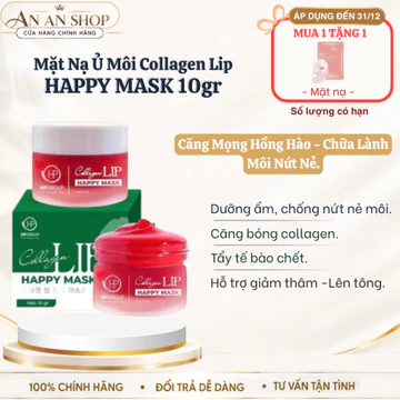 [GIÁ SỈ - HÀNG CHÍNH HÃNG] Ủ Môi Happy Mask Collagen Lip Happy Mask 10g – Mặt Nạ Ủ Môi Dưỡng Ẩm, Làm Mềm Môi