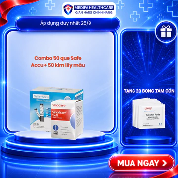 Hộp 50 Que Thử Đường Huyết Sinocare Safe Accu Kèm 50 Kim Chích Máu Chính Hãng Đức, An Toàn, Tiện Lợi