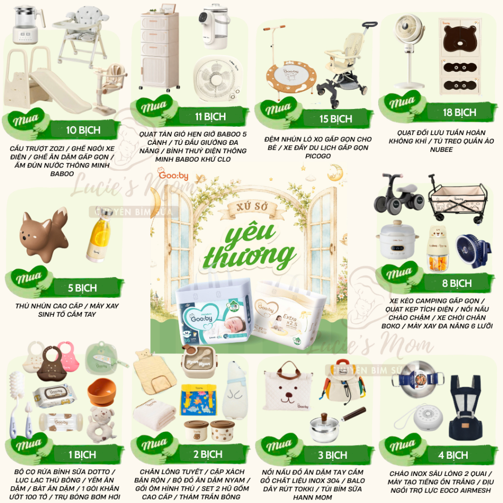 [Kèm Quà Mới] Tã/Bỉm Dán/Quần Gooby Extra/Premium Đủ Size Cho Bé NB,S,M,L,XL,XXL,3XL - Lucie's Mom