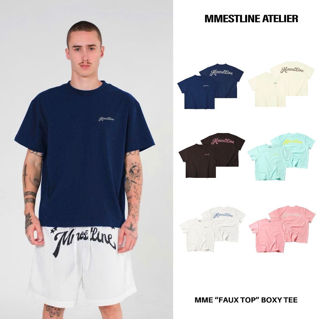 Áo Thun Mmestline " Faux Top " Form Boxy Premium Cotton in Hiệu Ứng Giả Len