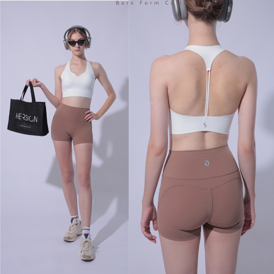 HERSIGN Bộ đồ tập gym nữ Set tập yoga nữ đùi Bộ đồ thể thao nữ Áo bra quần short SMIXB66N24A BST HERSIGN Bare Form