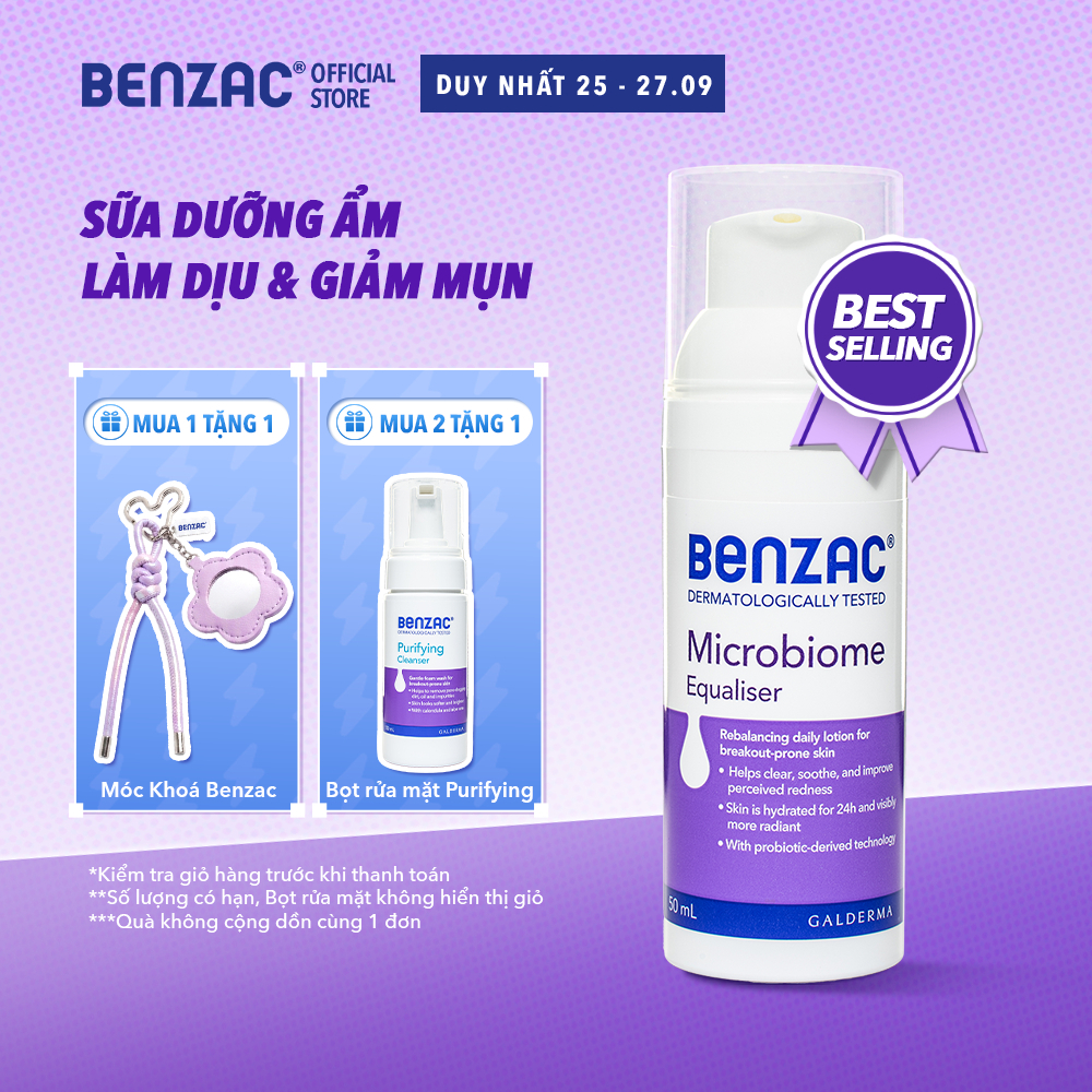 Sữa dưỡng ẩm giúp cân bằng hệ vi sinh cho da dầu mụn BENZAC Microbiome Equalizer 50ml