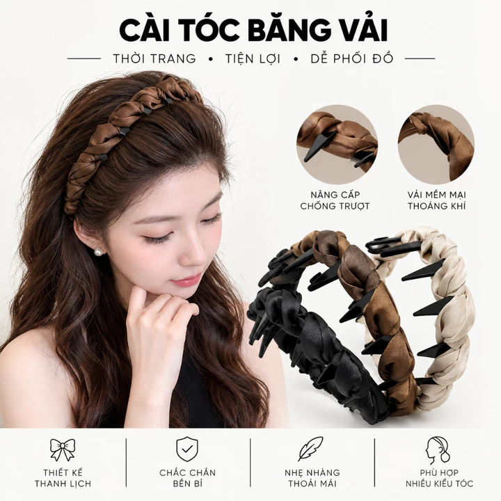 COD Băng Đô Tóc Đan Hình Sóng Tóc Xoăn Bồng Bềnh Dễ Tạo Kiểu Thích Hợp Cho Nữ Phụ Kiện Tóc Phong Cách Hàn Quốc LTPK