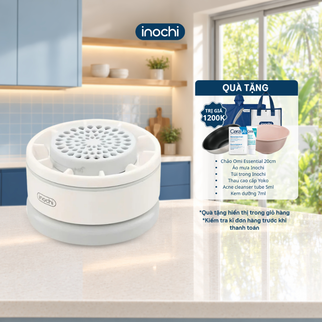 Inochi Máy Rửa Thực Phẩm Akiba - làm sạch, khử mùi nhanh, thiết kế nhỏ gọn, an toàn cho cả gia đình