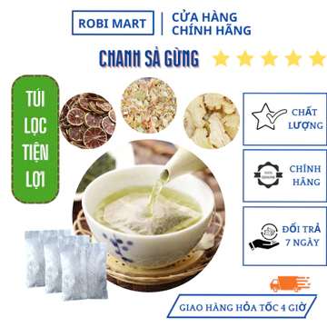 [Trà túi lọc] Trà chanh sả gừng Robimart - Hộp 50 gói trà túi lọc tiện lợi - đẹp dáng, tăng đề kháng