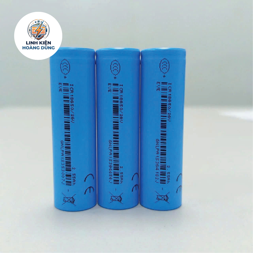 Pin 18650 EVE 26V 2550mAh 3.6V Tháo Khối Đã Qua Sử Dụng, Cell Lithium-ion Xả 7.5A Cho Đóng Khối, Đèn Pin, Sạc Dự Phòng