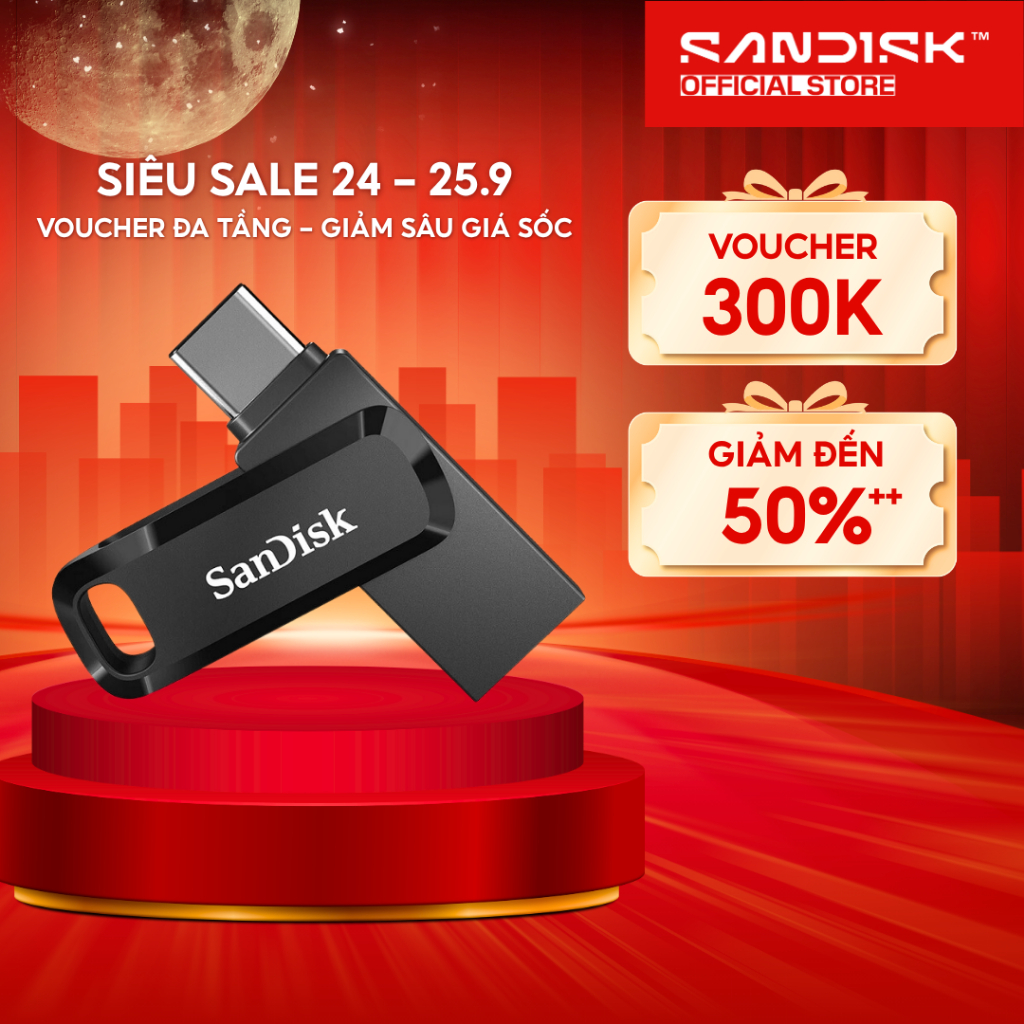 USB 3.2 OTG Sandisk Ultra Dual Drive Go Type-C SDDDC3-G46 64GB/128GB/256GB/512GB 400MB/s BH 5 năm