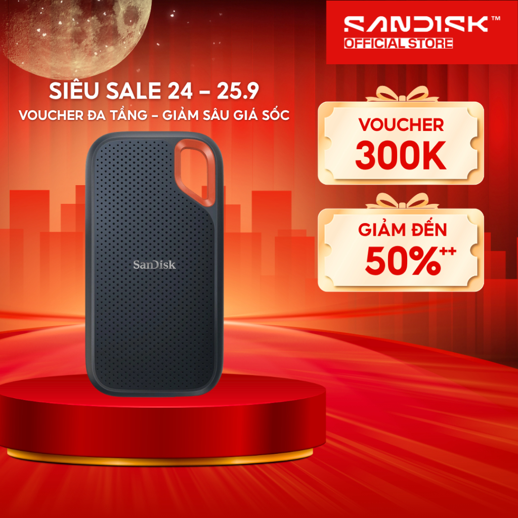 Ổ cứng di động SSD Sandisk Extreme Portable SDSSDE61-G25 500GB/1TB/2TB/4TB V2 E61 upto 1050/1000 MB/s BH 5 năm