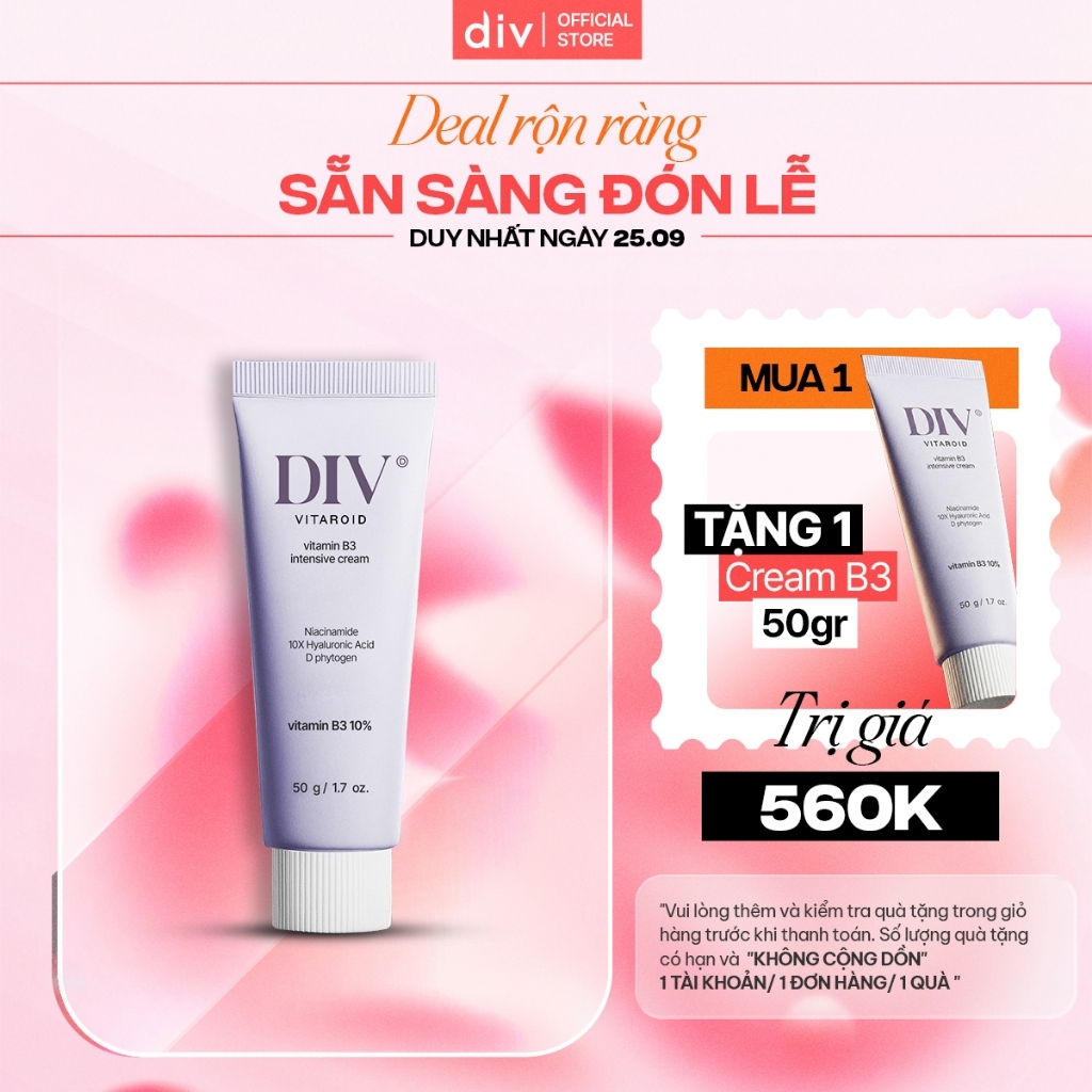 [DIV VN] Kem Dưỡng Sáng DIV Vitamin B3 Hỗ Trợ Cấp Ẩm Sáng Bóng Làm Đều Màu Da 50gram