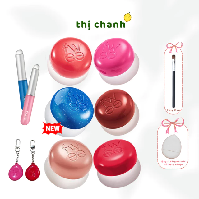 [XẢ KHO - MUA 1 TẶNG 2] Son Kem Bùn FWEE Lip & Cheek Blurry Pudding Pot, Keyring, Cọ, Túi