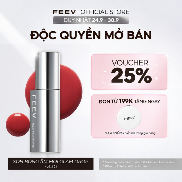 Son TINT bóng thuần chay dưỡng ẩm căng mọng FEEV Hyper-Fit Glam Drop 3.3g
