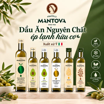 Dầu Ăn nguyên chất ép lạnh Mantova Ý - dầu hạt lanh, dầu mè, olive