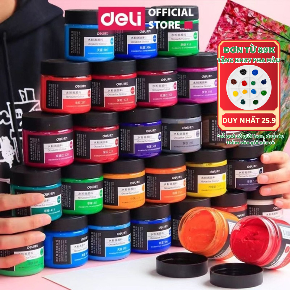[MUA 3 GIẢM 30%] Màu Nước Hũ 100ml Goat Gouache cao cấp Finenolo Deli Chất Siêu Mịn Pha Sẵn Dễ Trộn Màu Tươi Sáng
