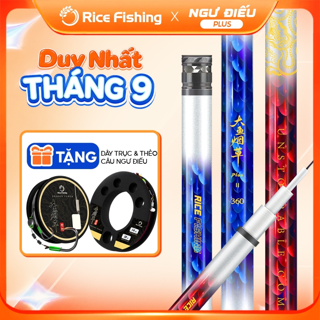 Cần câu đài NGƯ ĐIẾU PLUS carbon T1100+40T+30T săn hàng tổng hợp RICE FISHING