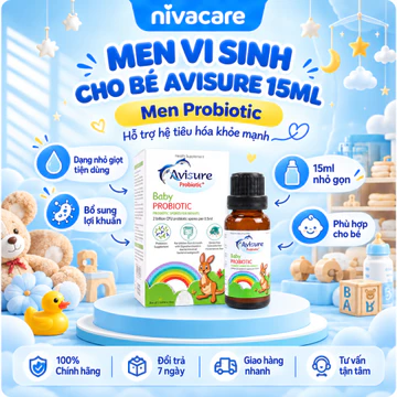 Men Vi Sinh Cho Bé Avisure Probiotic+ Drop 15ml 3 Chủng Bacillus, Dạng Nhỏ Giọt Tiện Dùng