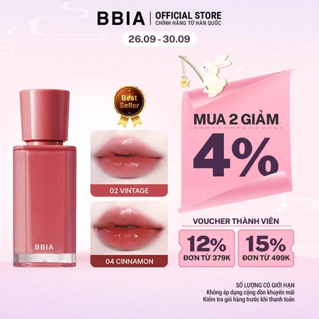 Son tint bóng căng mọng, trong trẻo BBIA Glow Tint