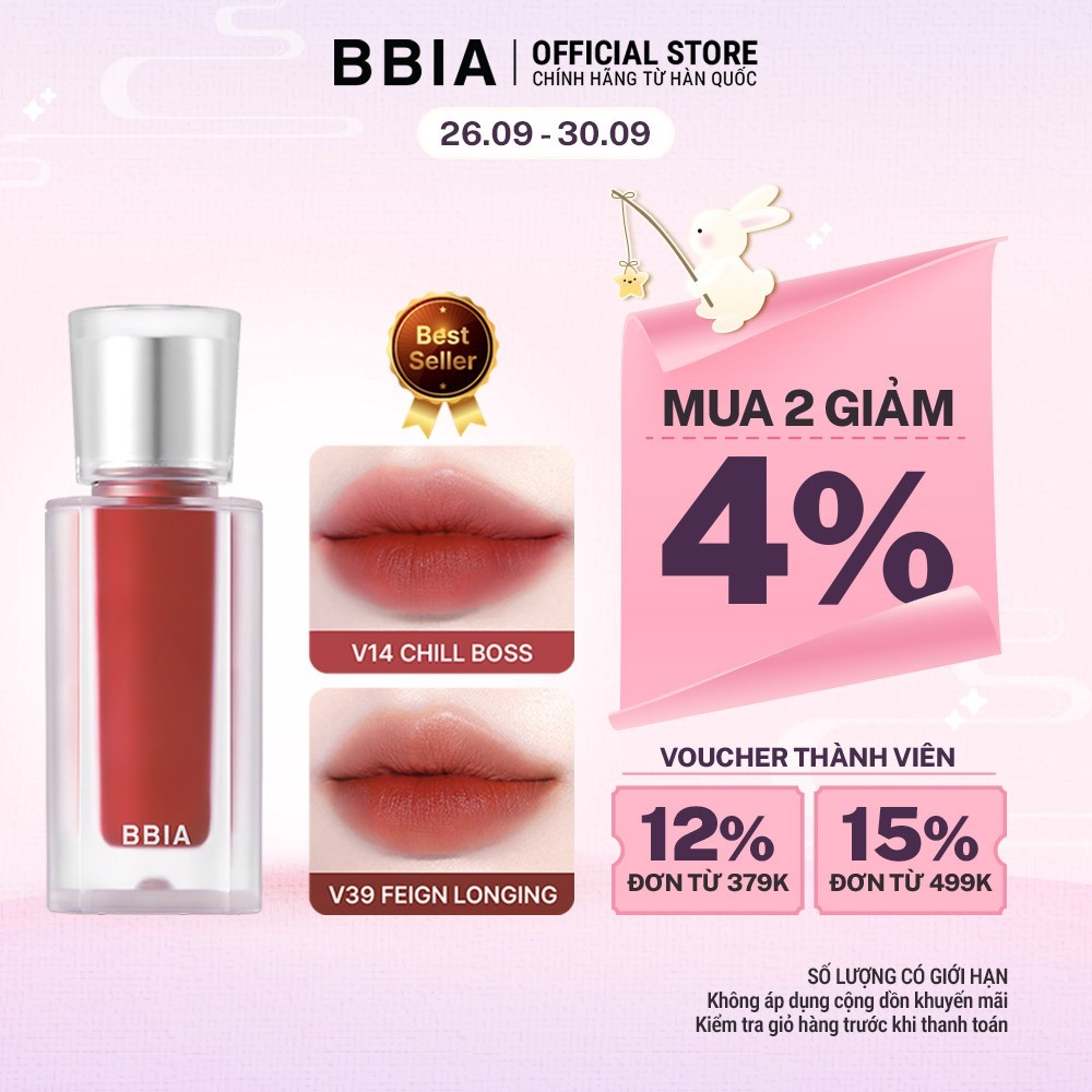 Son kem nhung thuần chay, nhẹ môi BBIA Last Velvet Tint V Edition 5g