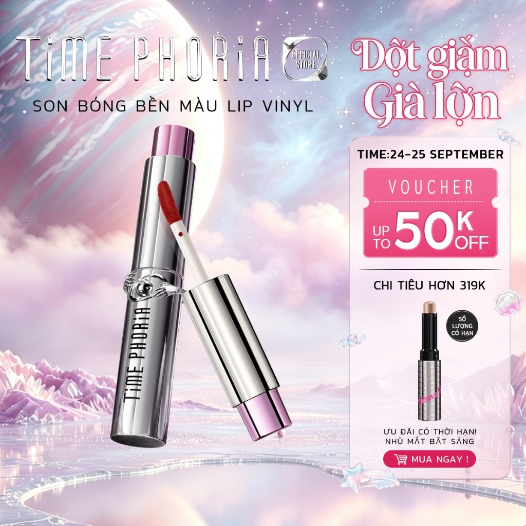 Son bóng bền màu Time Phoria Lip Vinyl lớp tint lỳ nhẹ môi lâu trôi không bết dính
