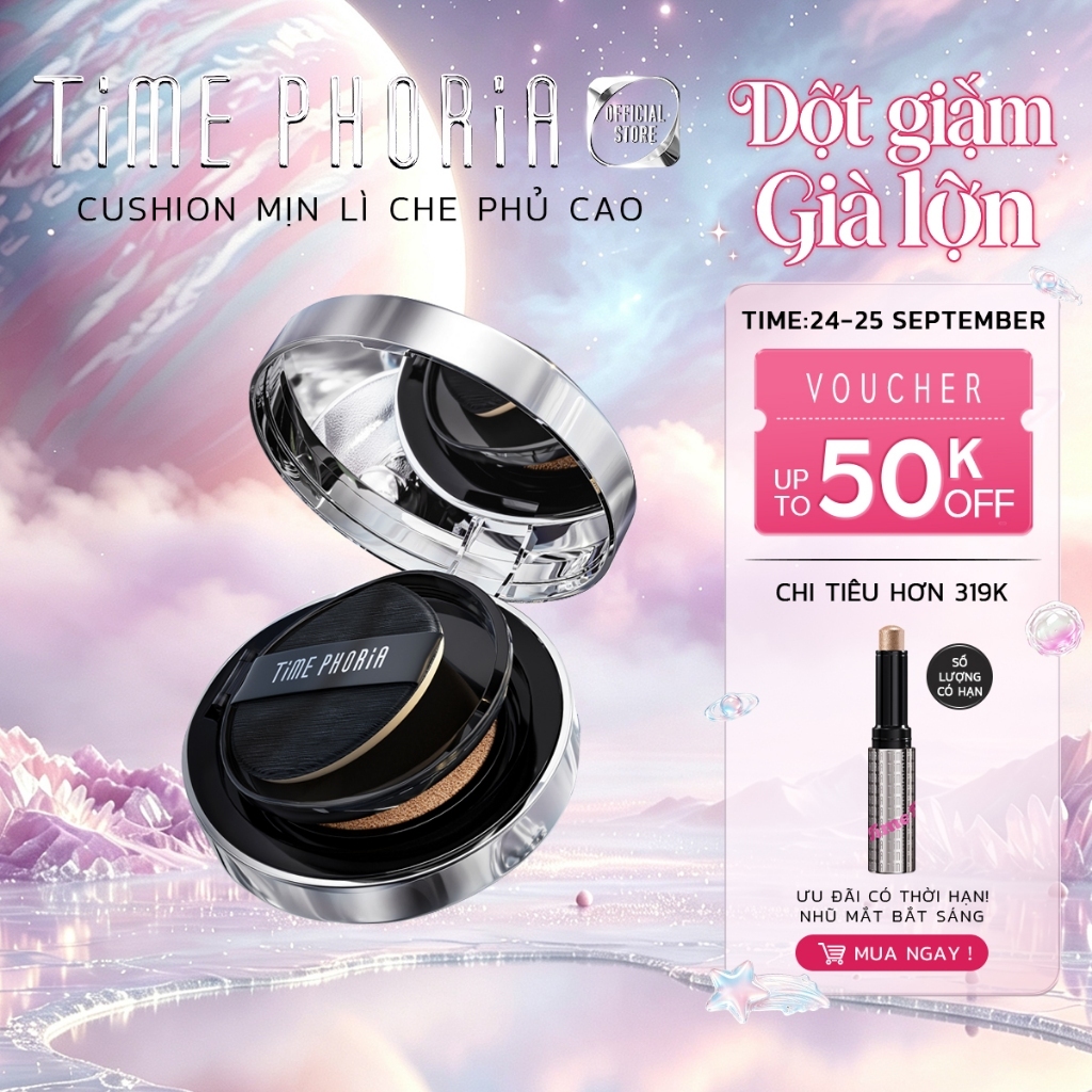 [NEW!] Cushion mịn lì Time Phoria che phủ cao kiềm dầu bền màu lâu trôi