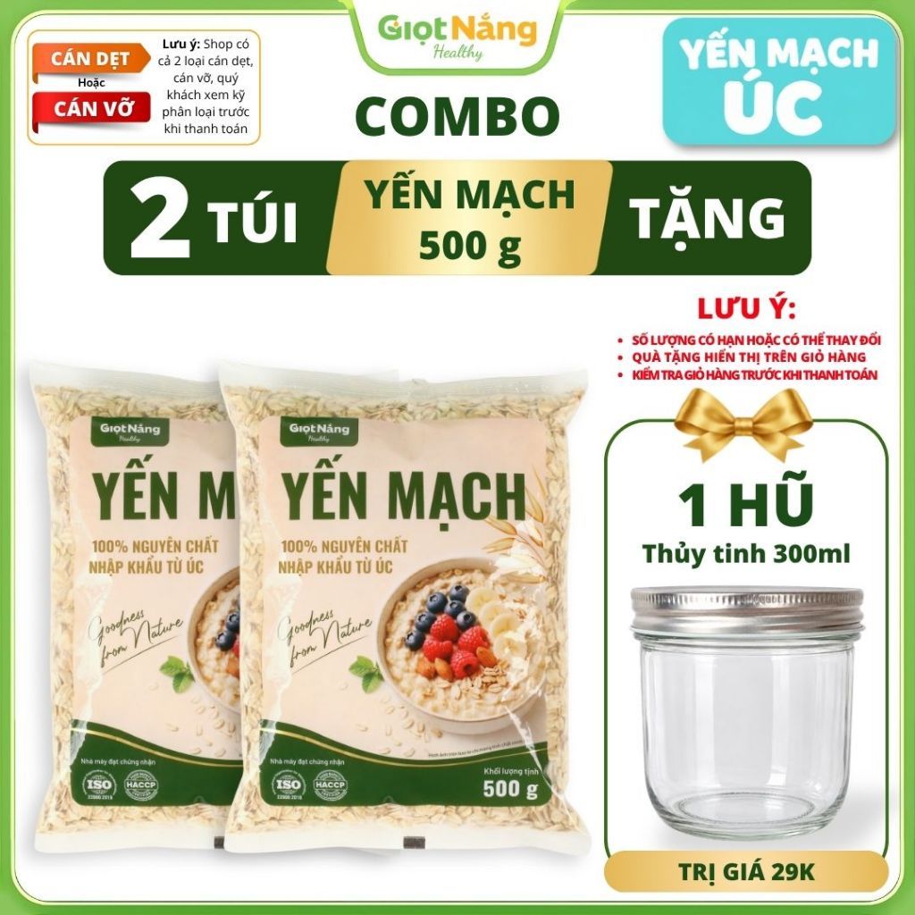 [NHẬP ÚC] Yến Mạch Úc Cán Dẹt/Cán Vỡ Nguyên Cám Cho Bữa Ăn Lành Mạnh Ủ Qua Đêm từ Nông Sản Giọt Nắng Dịp Tết Trung Thu