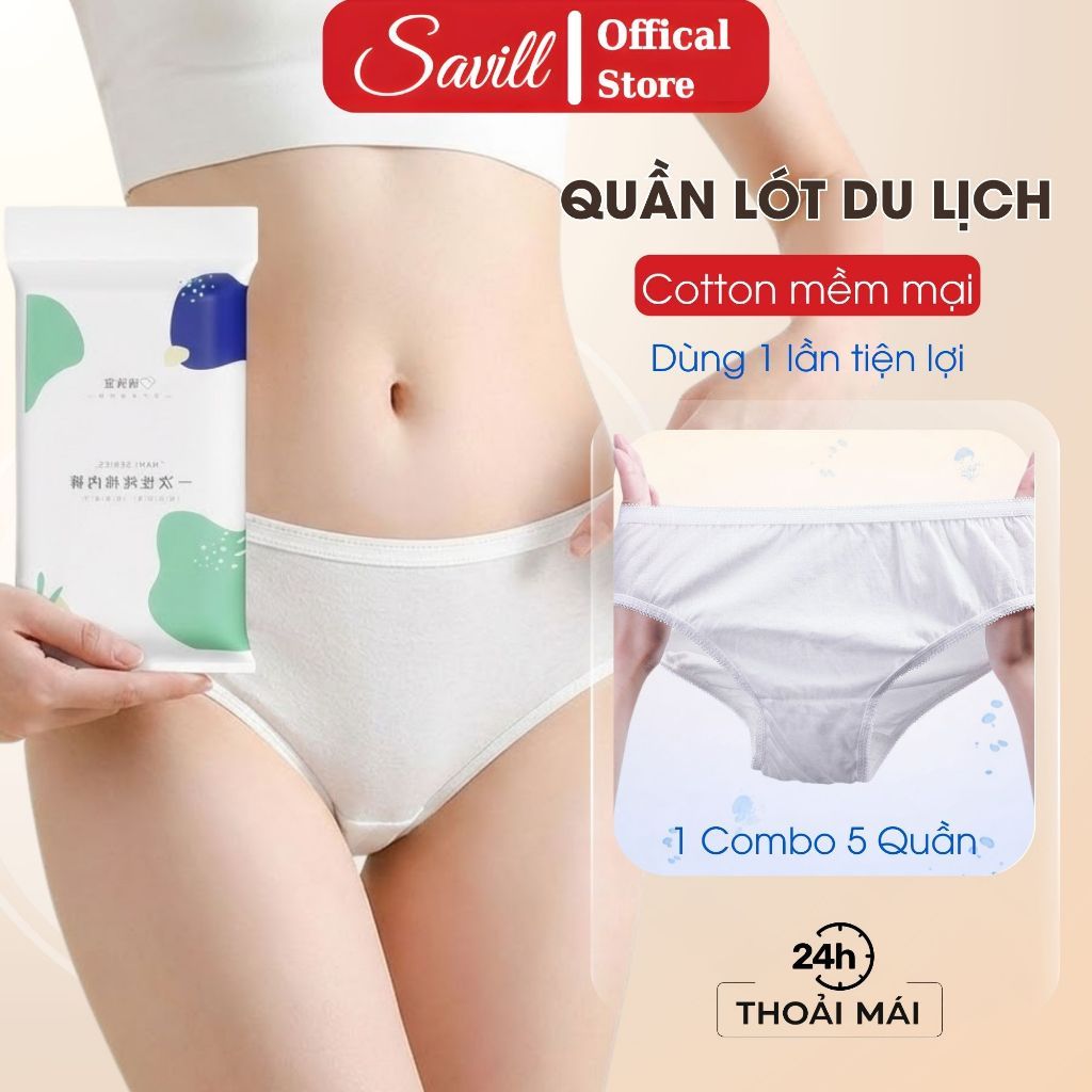 Combo quần lót dùng 1 lần, Quần lót giấy cotton Công Nghệ KHử Trùng EO Kháng Khuẩn SAVILL L474
