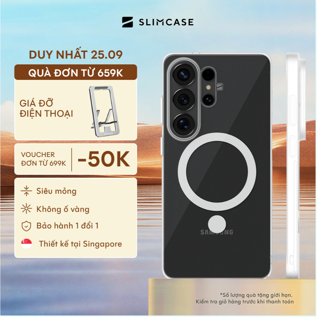 Ốp lưng Samsung Galaxy S26 Ultra / S26 Plus / S26 SLIMCASE - Không ố vàng, siêu mỏng, hỗ trợ sạc không dây