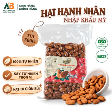 Hạt Hạnh Nhân Rang Sấy Faminuts Túi 500G Nhập Khẩu Mỹ Giàu Canxi Manga Vitamin E