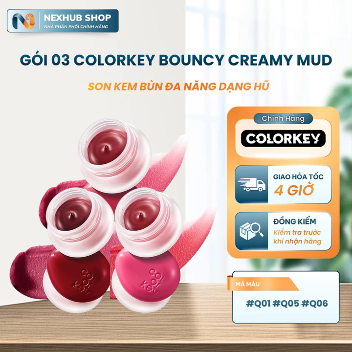 Gói Son Bùn Đa Năng Colorkey Bouncy Creamy 4.5g – Chất Kem Mềm Mịn, Dành Cho Môi Khô & Dạng Hũ