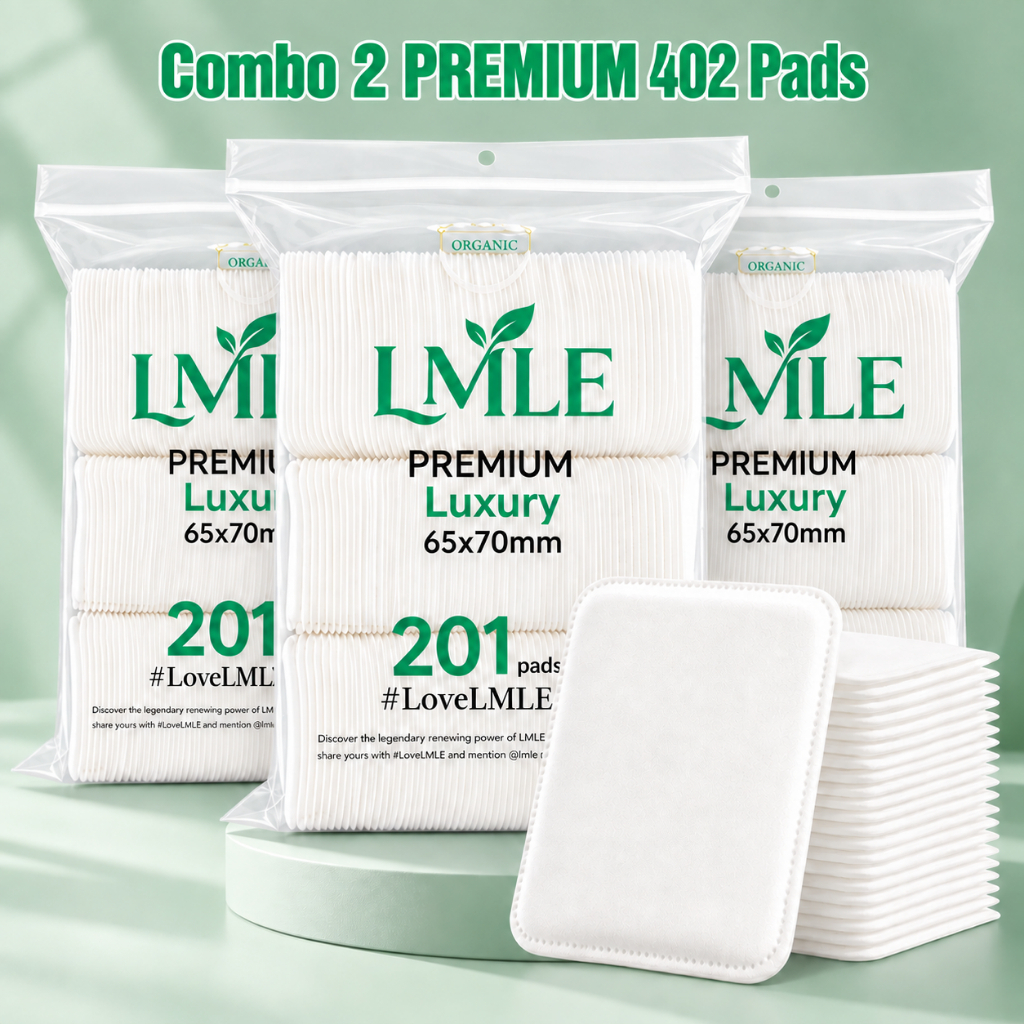 (Combo 2 gói) Bông tẩy trang LMLE Premium Luxury 402 Miếng Big Size mềm mịn 2026