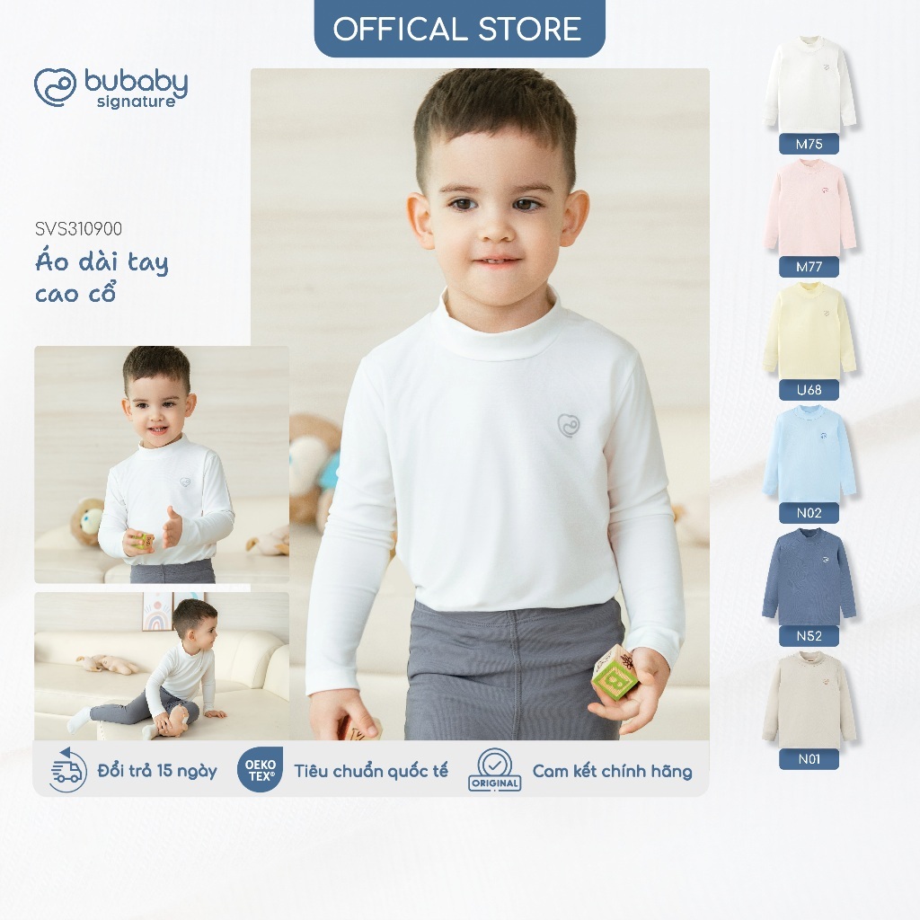 Áo dài tay cao cổ basic BU Baby, áo giữ nhiệt bé trai bé gái, áo trẻ em mặc ấm bên trong | SVS310900