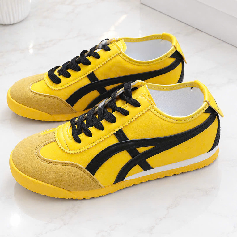 Giày Thể Thao Nữ Phối Màu Vàng Đen, Giày Sneaker Cổ Thấp Êm Chân Đi Học Đi Chơi Siêu Xinh