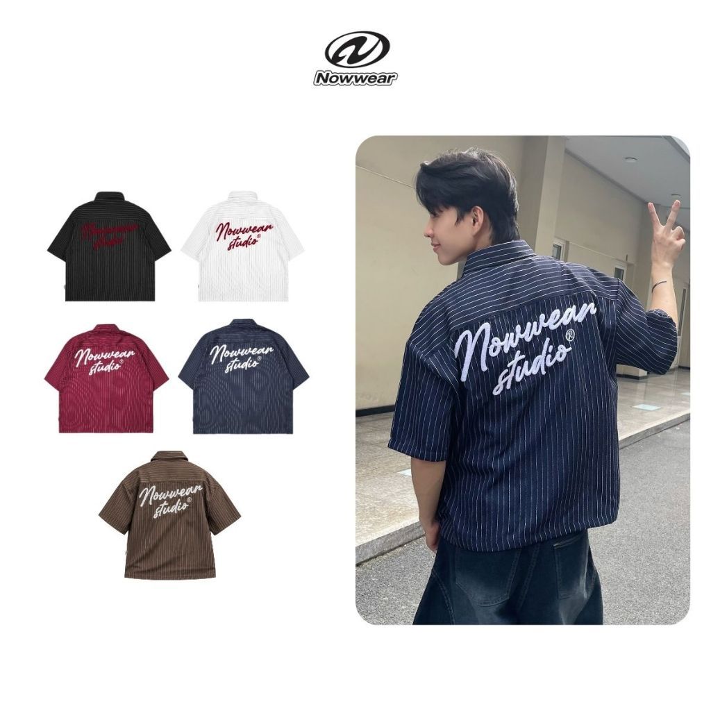 Áo Sơ Mi Boxy Thêu Xù Nowwear Unisex Local Brand - Nowwear