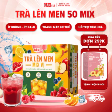 [TẶNG 1 HỘP] Trà Lên Men, Trà Kombucha Mix 50 Ít Calo, Trà Trái Cây Bổ Sung Lợi Khuẩn, Hỗ Trợ Tiêu Hóa, Giữ Dáng Bản F&B