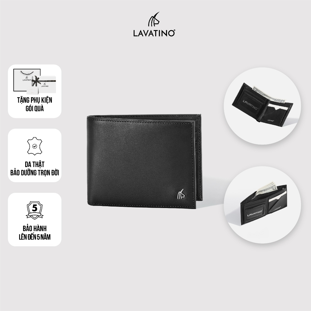 (Hot Item) Ví Nam Chính Hãng Cao cấp Có Ngăn Khóa Kéo Da Bò LAVATINO - THOMAS WB47