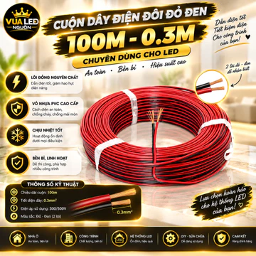 Dây Điện Đôi Nhỏ Đỏ/Đen 0.3m - Chấm Chì Nối Dây Led 12V - Đi Dây Điện Trong Tủ - Dây Điện Đôi - Chuyên Dùng Cho LED, Cap