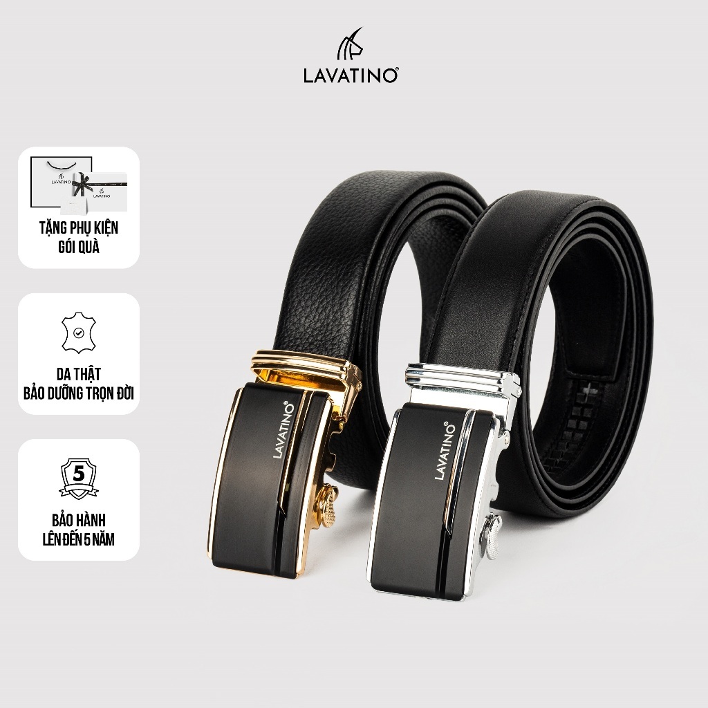 Thắt Lưng Nam Da Bò Thật, Khóa Tự Động Thiết Kế Cao Cấp Hàng Hiệu Lavatino -  TINO 04
