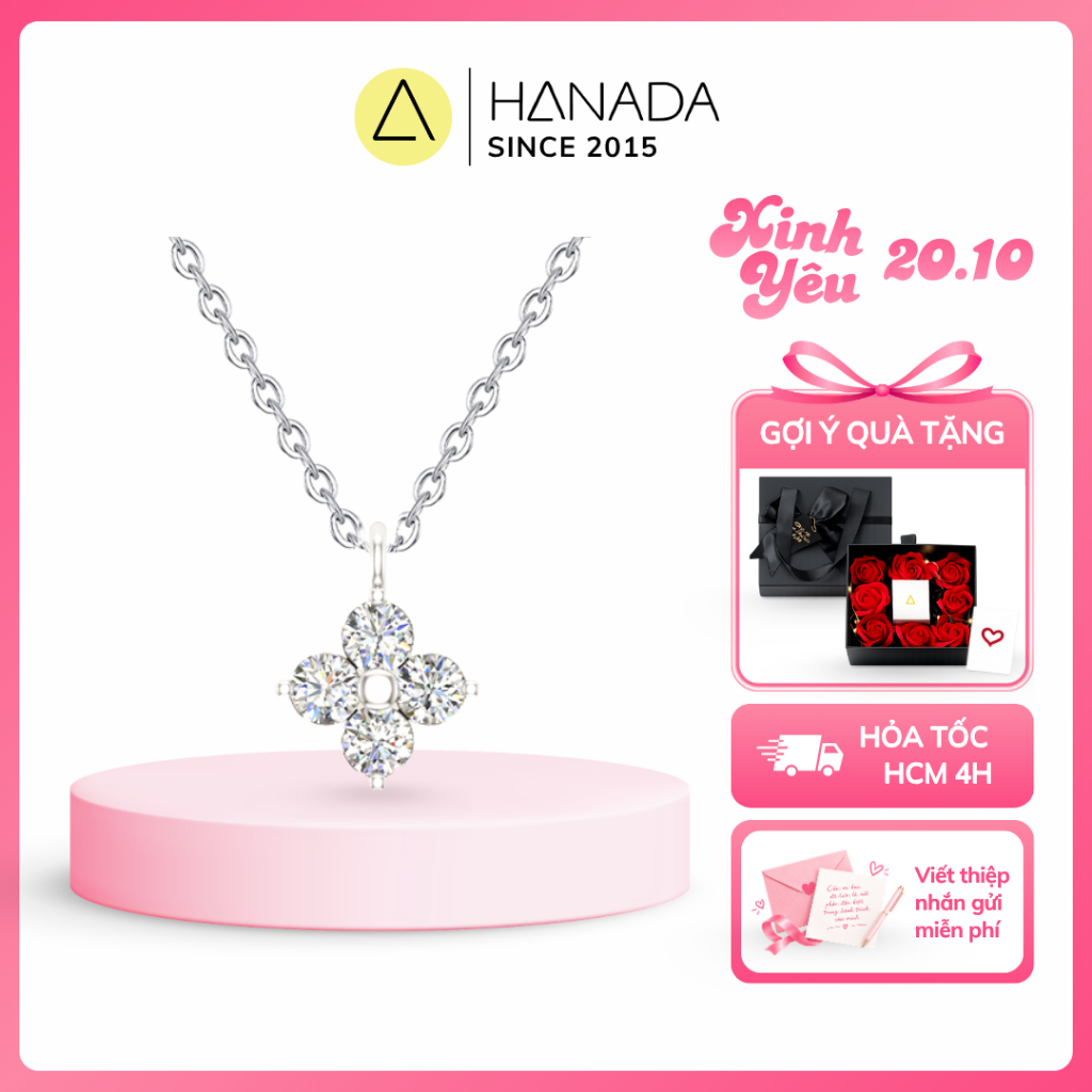 [QUÀ TẶNG 20/10] Dây chuyền Bạc 925 HANADA Cỏ Bốn Lá Mini , Vòng Cổ Đính Đá Đơn Giản Mang hằng ngày Nam Nữ 2684 I7