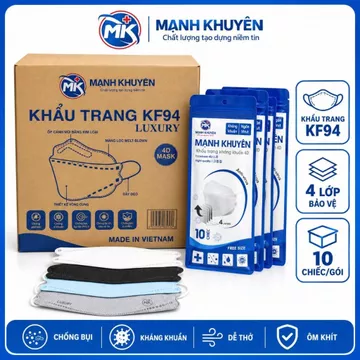 [Combo 300-600-900] Khẩu trang KF94, Khẩu trang Mạnh Khuyên 4 lớp, không gây kích ứng, không đau tai