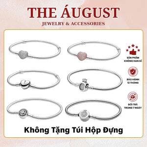 Vòng Tay Nữ Dây Trơn Mềm Mix Charm Mặt Chốt Trái Tim Đính Đá Sang Trọng The Áugust Tặng Bộ Hộp Đựng Sang Trọng
