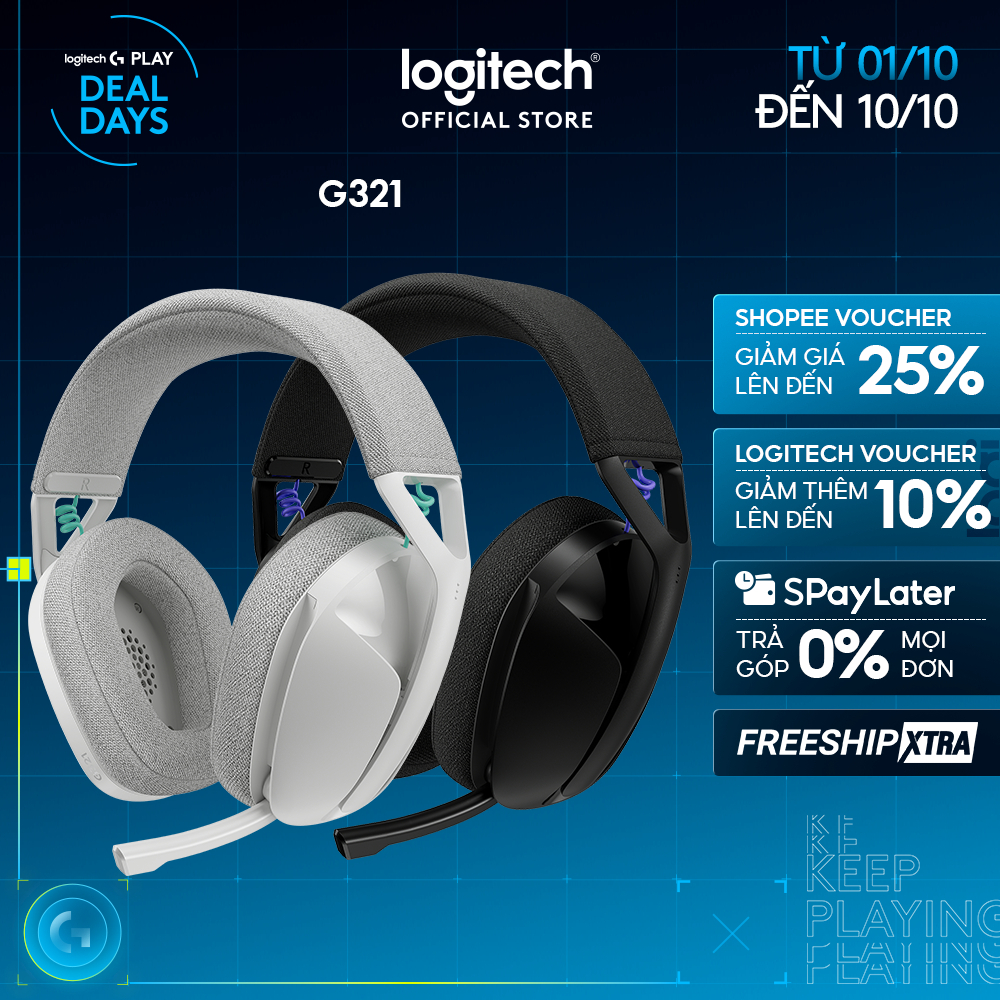 Tai nghe Gaming không dây Bluetooth Logitech G321 LIGHTSPEED - Cần micro 16 kHz, pin 20 giờ