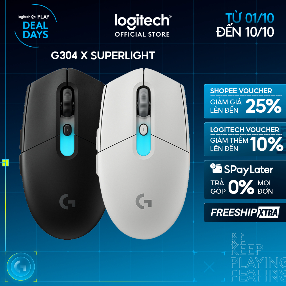 Chuột gaming Logitech G304 X SUPERLIGHT - Nhẹ 59g, Pin sạc, HERO 44K, LIGHTSYNC RGB, LIGHTSPEED, Bluetooth