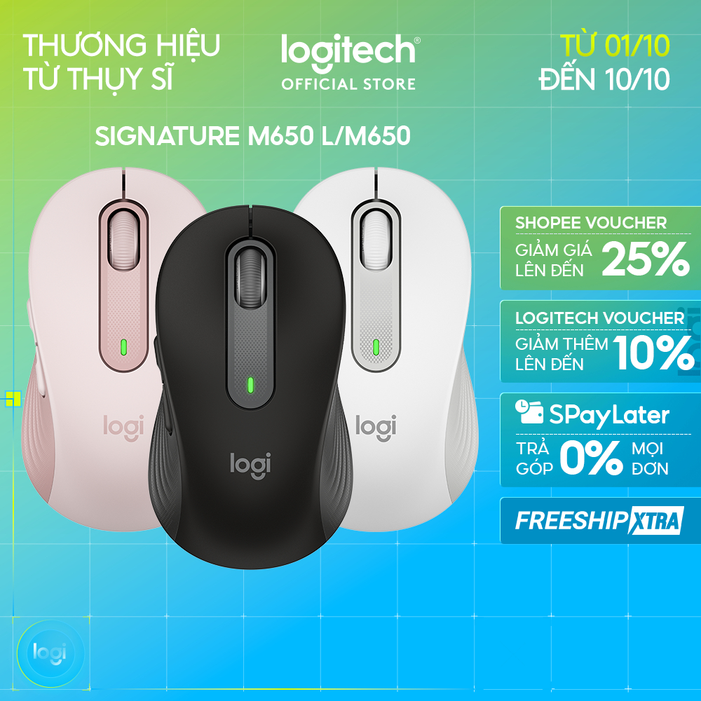 Chuột không dây bluetooth Logitech Signature M650 - SmartWheel, giảm ồn, tùy chỉnh các nút