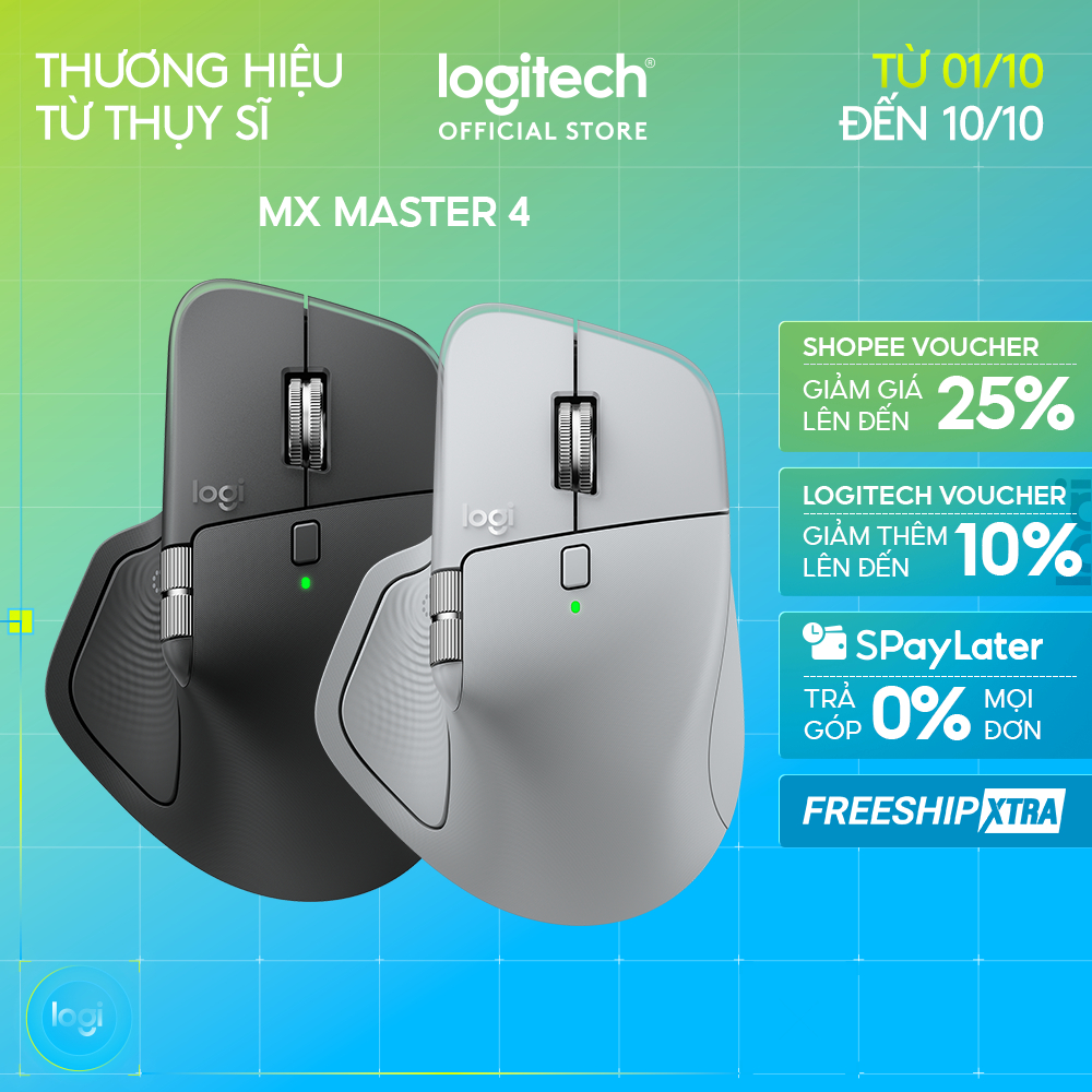 Chuột không dây công thái học Logitech MX Master 4 - Rung phản hồi, Cuộn siêu nhanh, Sạc USB-C