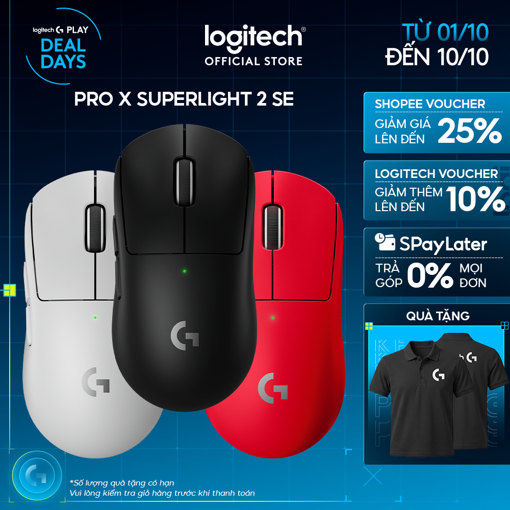 Chuột gaming không dây Logitech G PRO X SUPERLIGHT 2 SE - Chuẩn Pro-grade, nặng 60g, 5 nút lập trình, sạc USB-C