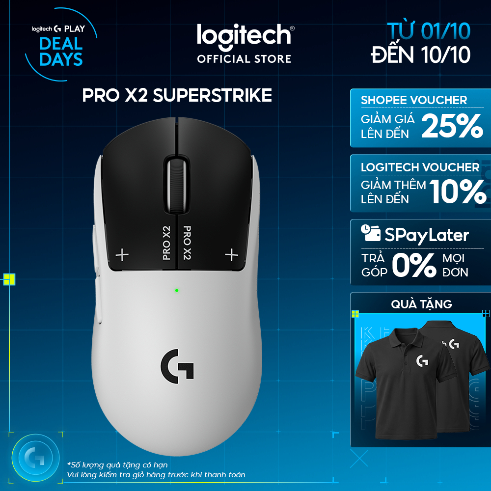 Chuột Gaming không dây Logitech G Pro X2 SUPERSTRIKE LIGHTSPEED - Siêu nhẹ 61g, hiệu suất nhanh, USB-C