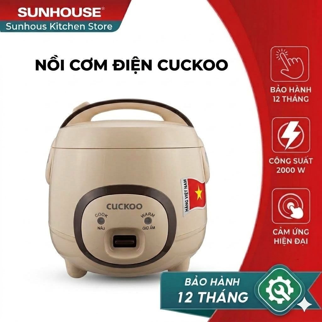 Nồi Cơm Điện CUCKOO - Dung tích 1L,1.2L,1.8L Nắp Gài Hình Lợn Lòng Nồi Phủ Men Chống Dính Dể Dàng Vệ Sinh