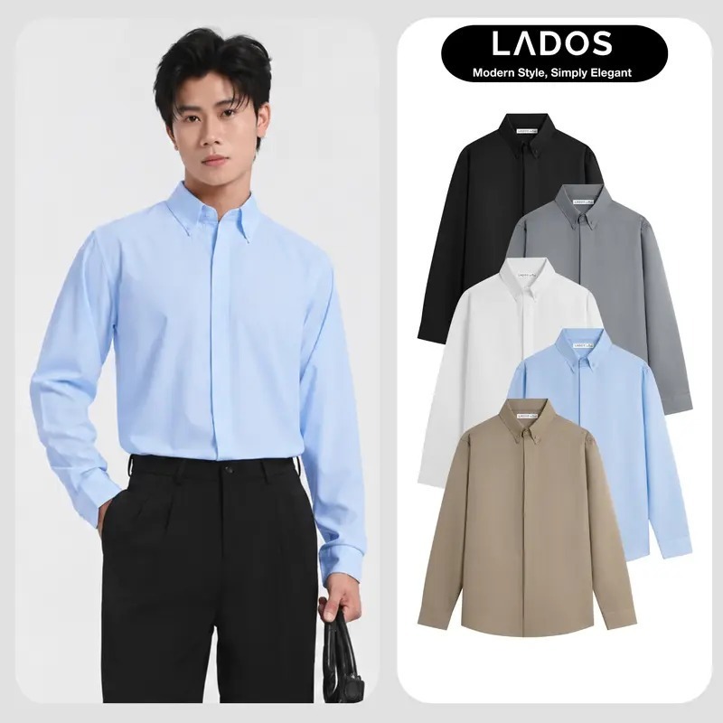 Áo Sơ Mi Công Sở Nam Cổ Button Down LADOS-8196 Chất Kate Lụa Mềm Mịn Thoáng Mát, Ít Nhăn, Form Regular Thanh Lịch