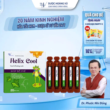 [11 THẢO DƯỢC QUÝ] Siro Ho Giúp Bổ Phế Hỗ Trợ Giảm Ho Đau Rát Họng Helix Cool Hộp 20 ống x 10ml